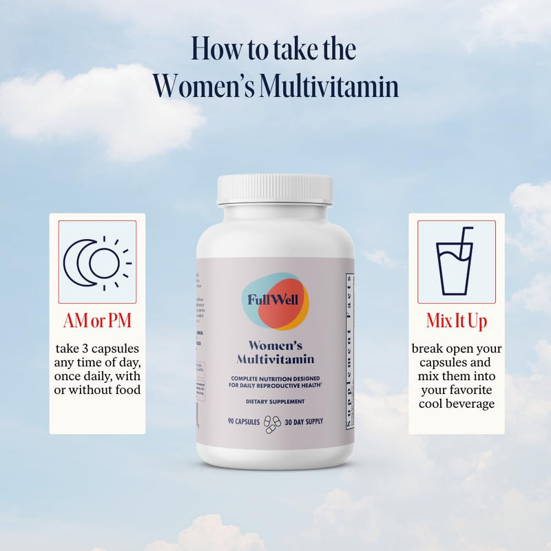 FullWell Women’s Multivitamin for Hormone & Reproductive Health | CoQ10, Magnesium & PQQ, 30 Servings