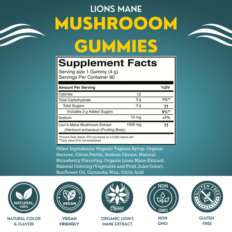 Fundamental Fungi Lion's Mane Gummies – 90 Servings | Brain Health & Focus