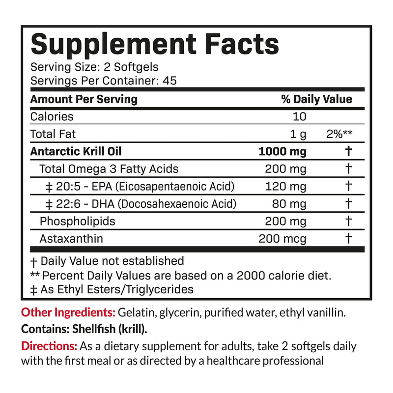Futurebiotics Antarctic Krill Oil 1000mg - Omega-3 EPA/DHA, Astaxanthin, 90 Softgels