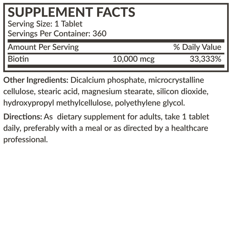 Futurebiotics Biotin 10,000 MCG High Potency Tablets – 360 Vegetarian, Non-GMO