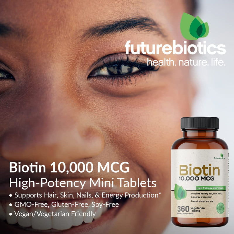 Futurebiotics Biotin 10,000 MCG High Potency Tablets – 360 Vegetarian, Non-GMO