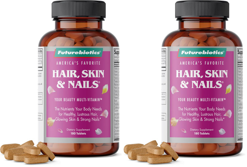 Futurebiotics Hair, Skin & Nails Beauty Multivitamin with Biotin – 180 Tablets (Pack of 2)