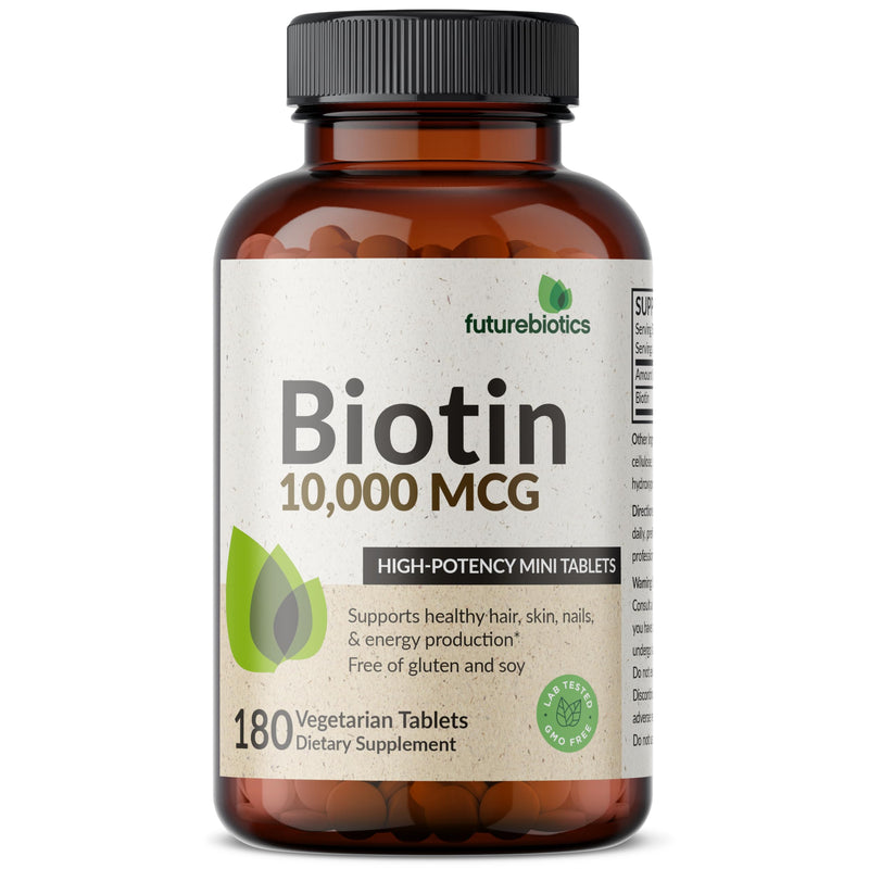 Futurebiotics Biotin 10,000 MCG High Potency Tablets – Hair, Skin & Nails Support, Non-GMO, 180 Vegetarian Tablets