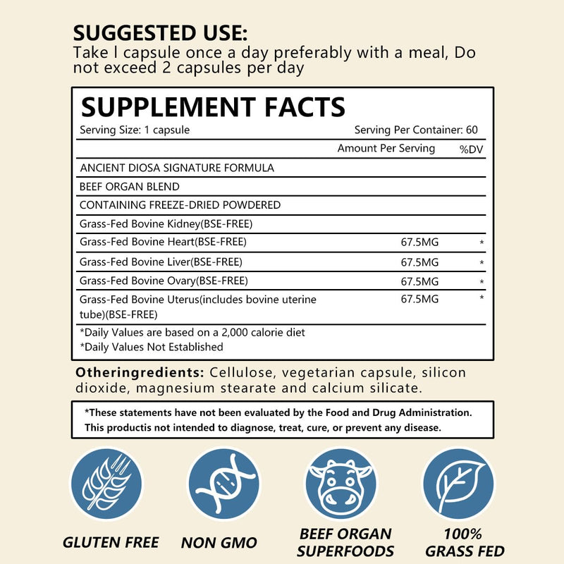 FW ZONE 100% Grass-Fed Beef Organs Supplement for Women | Hormone Balance & Gluten-Free