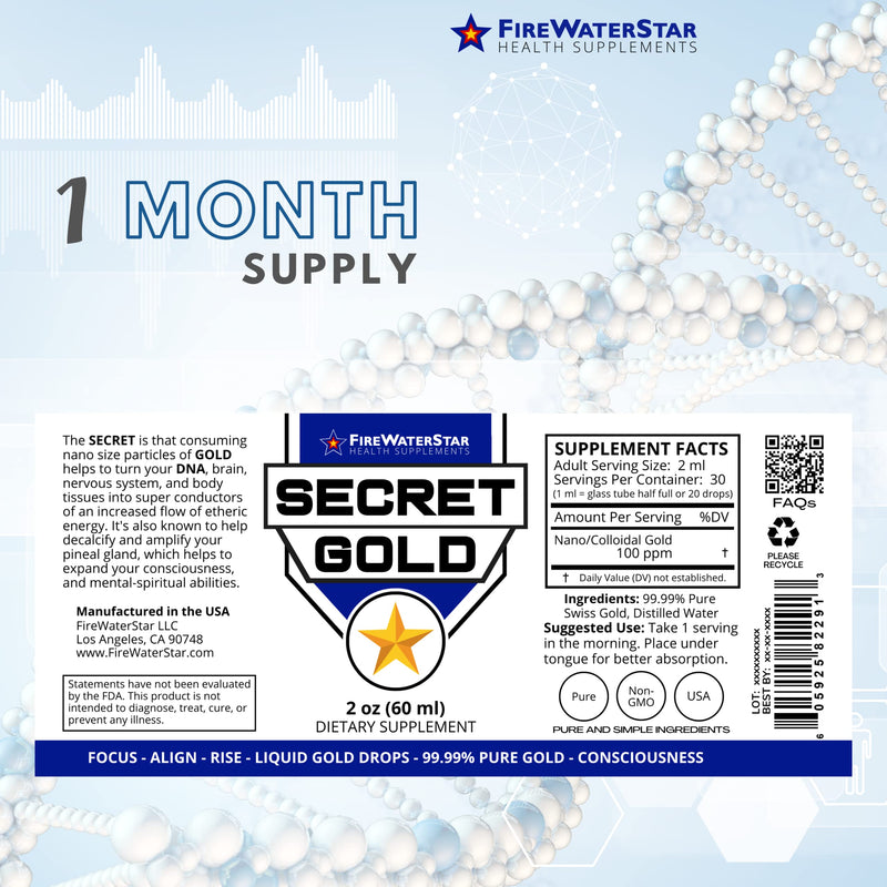 FWS Colloidal Gold Liquid Drops – 99.99% Swiss Gold, Brain Boost & Ascension