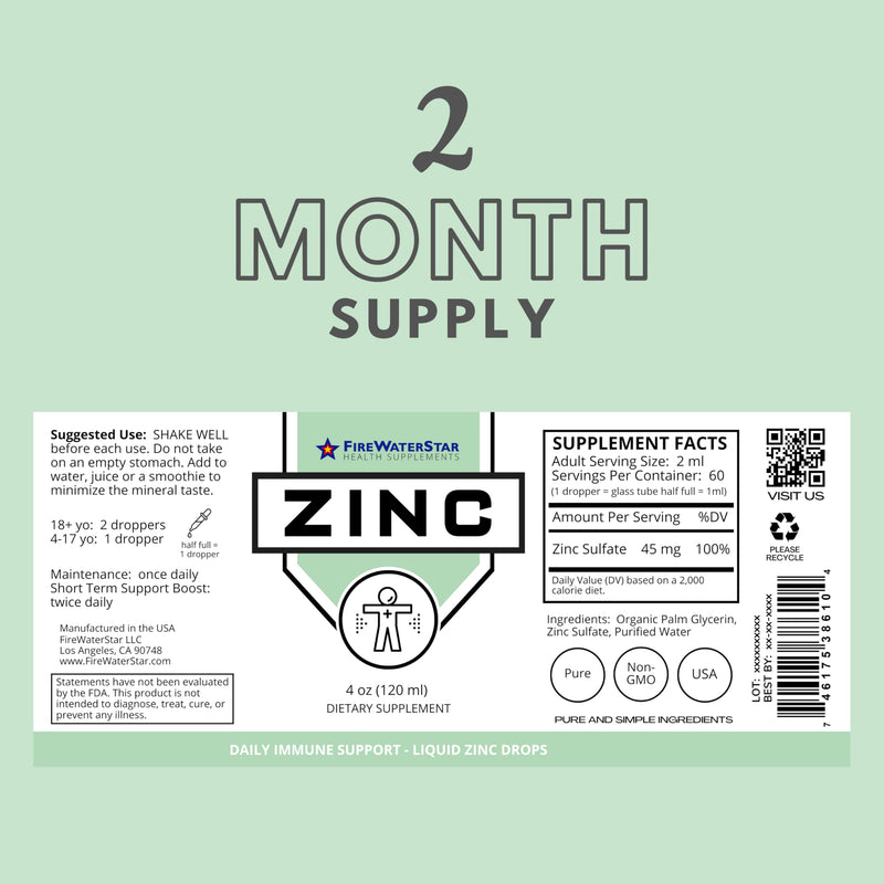 FWS Liquid Zinc Supplement - Organic Vegan Drops for Immune Support