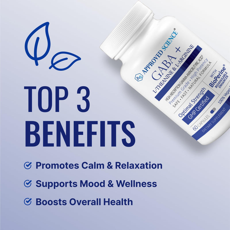 Approved Science GABA+ | Calm, Sleep & Mood Support | 600mg GABA + L-Theanine | 360 Vegan Capsules