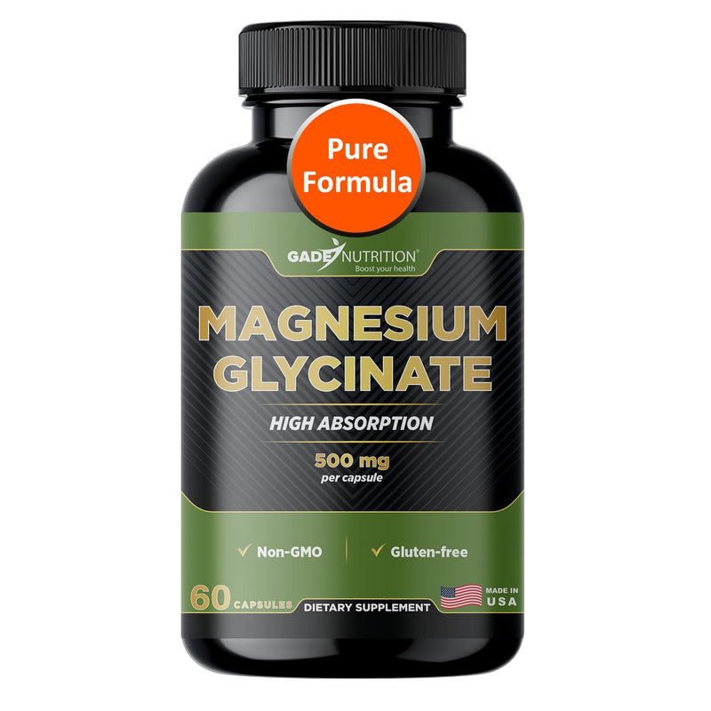 Gade Nutrition Pure Magnesium Glycinate | Magnesium Supplement as Calm Magnesium for Sleep | Magnesium Complex Supplement in Capsules Made wih Magnesium Glycinate Powder - or Calm Magnesium Powder