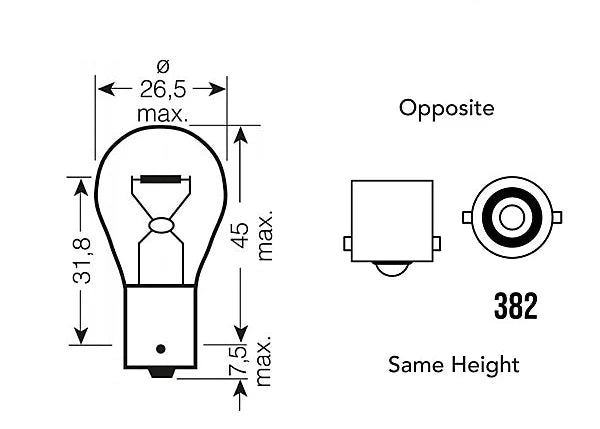 BriteVue 382 Reverse Light Bulb Upgrade – 6000K Ultra White LED (P21w | 1156 | BA15s)
