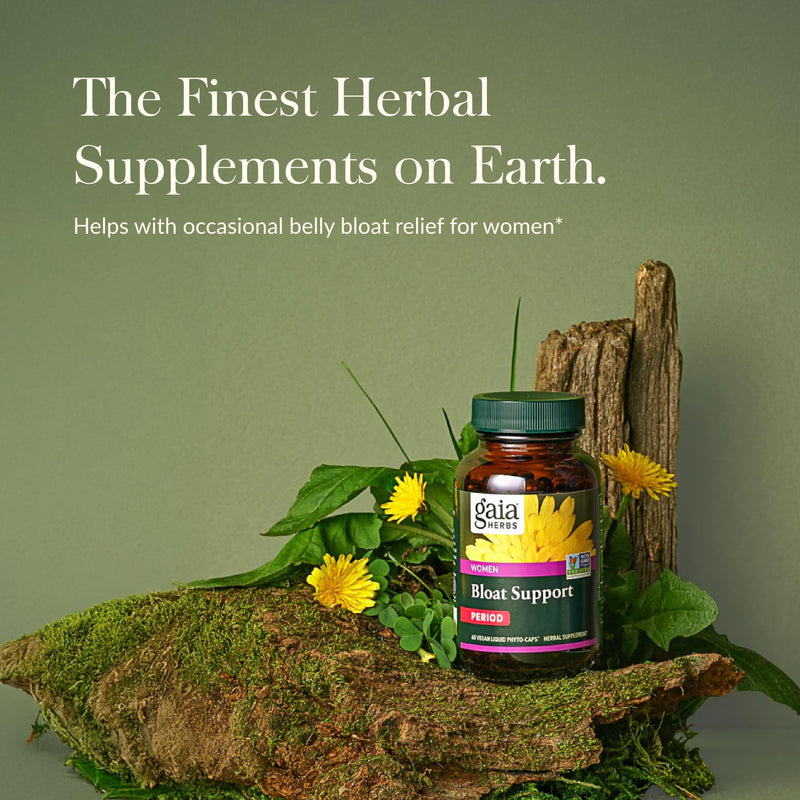 Gaia Herbs Bloat Support - Women's Health Digestive Aid | 60 Vegan Capsules