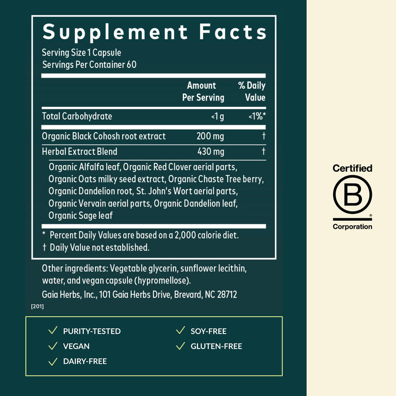 Gaia Herbs Menopause Support Daytime – Hormone Balance & Well-Being (60 Vegan Phyto-Capsules)