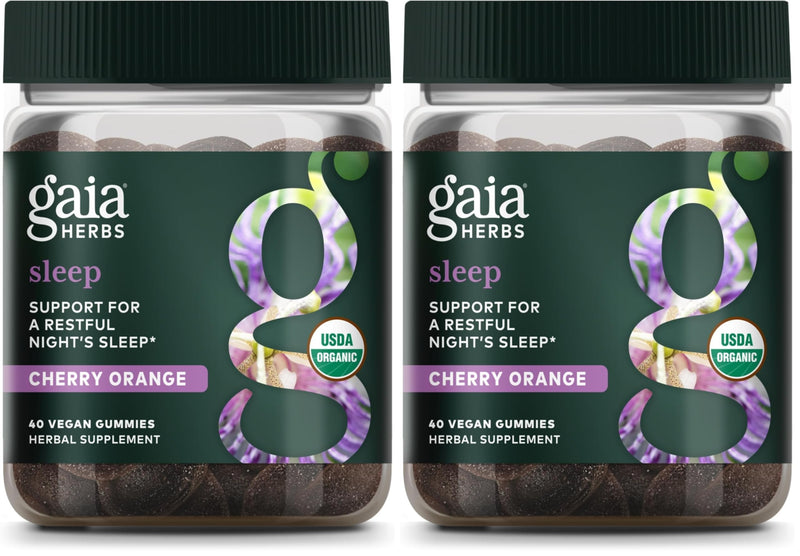 Gaia Herbs Organic Sleep Gummies – Sleep Support with Ashwagandha, Reishi, and Passionflower | 40 Count (Pack of 2)