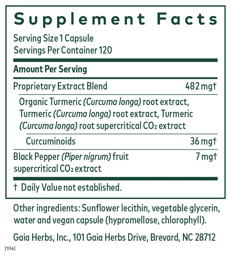 GAIA HERBS PRO Curcuma Supreme NF-kB Immune Support | Turmeric + Black Pepper - 120 Caps