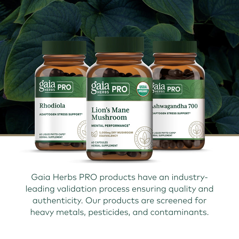 Gaia Herbs PRO Lions Mane Mushroom - Brain Health, 2,500mg/Serving, 60 Capsules, Organic