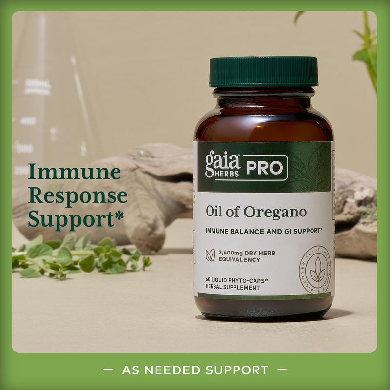 GAIA HERBS PRO Oil of Oregano – Immune Support & Gut Health, 60 Vegan Capsules