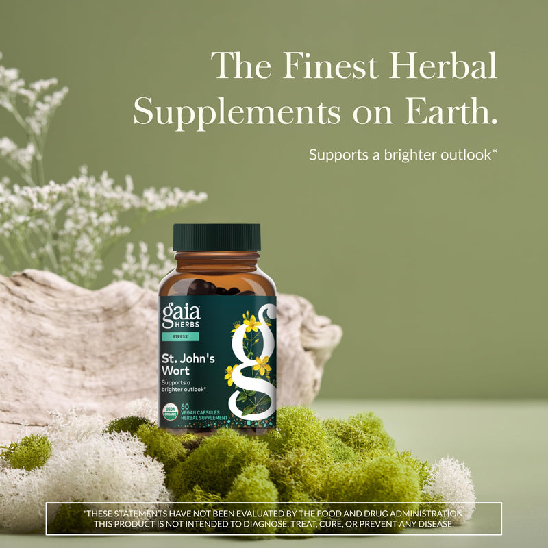 Gaia Herbs St. John's Wort - Stress Support Supplement* - 60 Vegan Capsules (20-Day Supply)