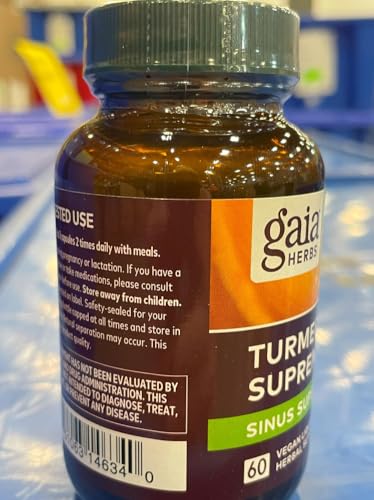 Gaia Herbs Turmeric Supreme Sinus Support - Sinus Relief & Healthy Response* | Curcumin + Black Pepper | 60 Vegan Liquid Phyto-Caps