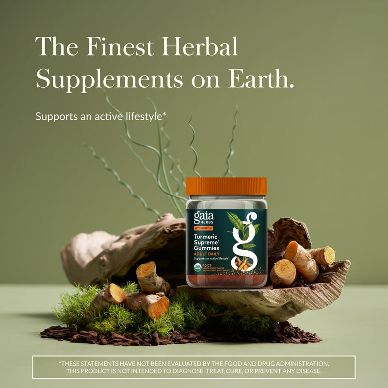 Gaia Herbs Turmeric Supreme Daily Gummies – Organic Turmeric Curcumin (Pack of 2)