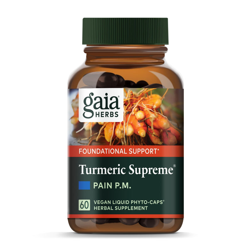 Gaia Herbs Turmeric Supreme Discomfort P.M. – Nighttime Comfort for Restful Sleep | 60 Capsules