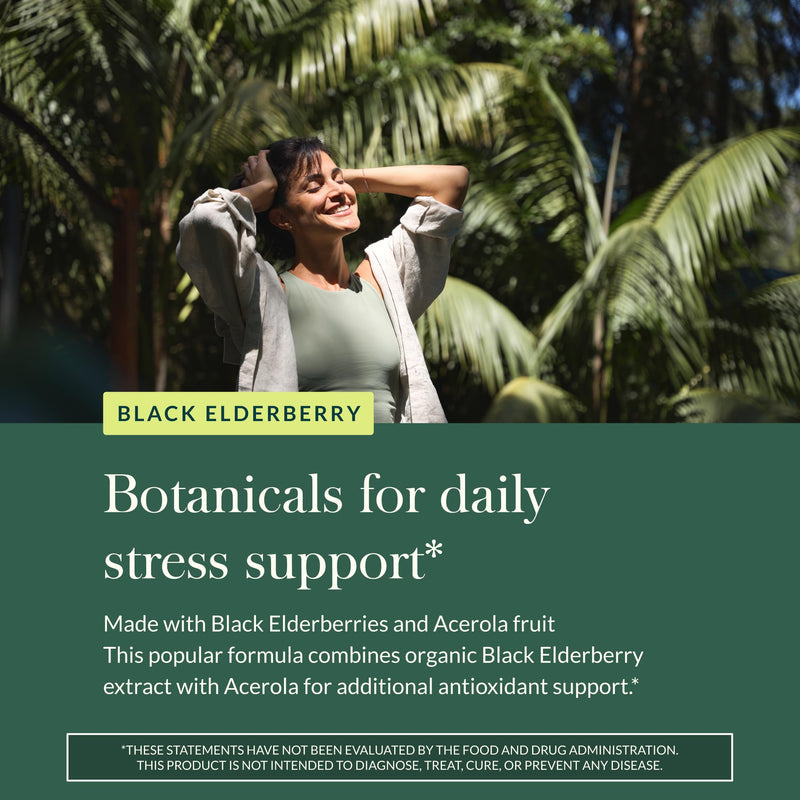 Gaia Herbs Black Elderberry – Daily Immune Support Capsules with Acerola (120 Vegan Capsules, 60 Servings)