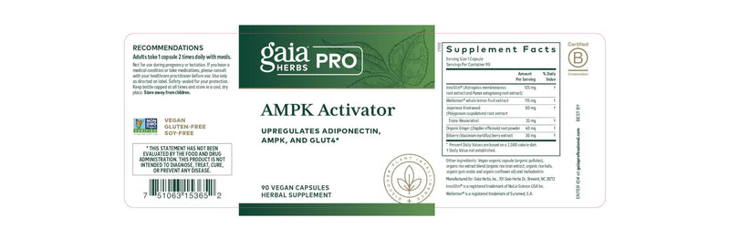 Gaia Herbs PRO AMPK Activator – Caffeine-Free Cellular Energy (90 Vegan Capsules)