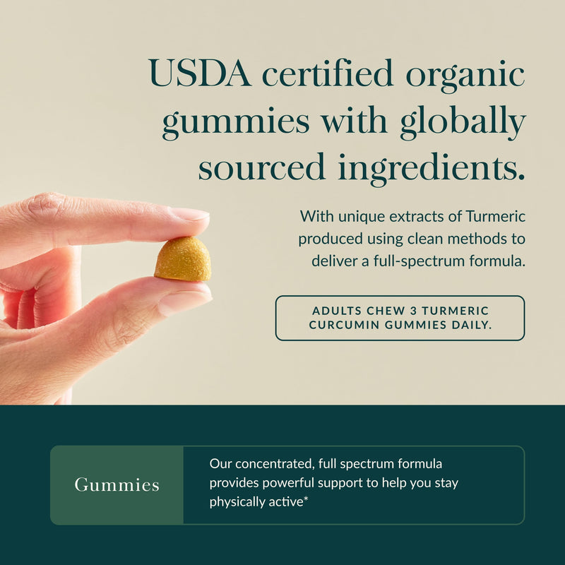 Gaia Herbs Turmeric Supreme Extra Strength Gummies – 60 Vegan Organic Gummies, Lemon-Ginger Flavor (20-Day Supply)