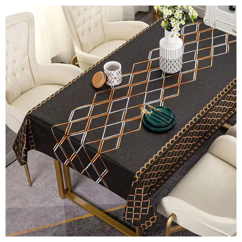 Durane Plastic Table Cover Roll Black Orange White Pattern Design 1.37 x 20M De – 8335C