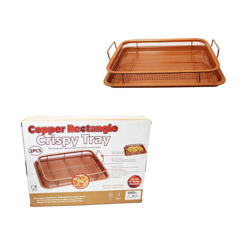 Rectangle Copper Crispy Oven Tray Set Of 2