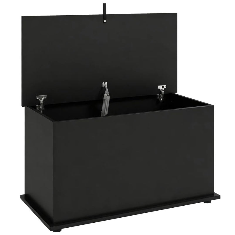HOMCOM Storage Chest, 102L Blanket Box, Shoe Bench with Safety Hinged Lid, Bed End Bench for Bedroom, 80 x 40 x 45cm, Black