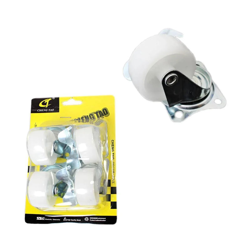 Plastic White Wheels With Brackets Pack Of 4