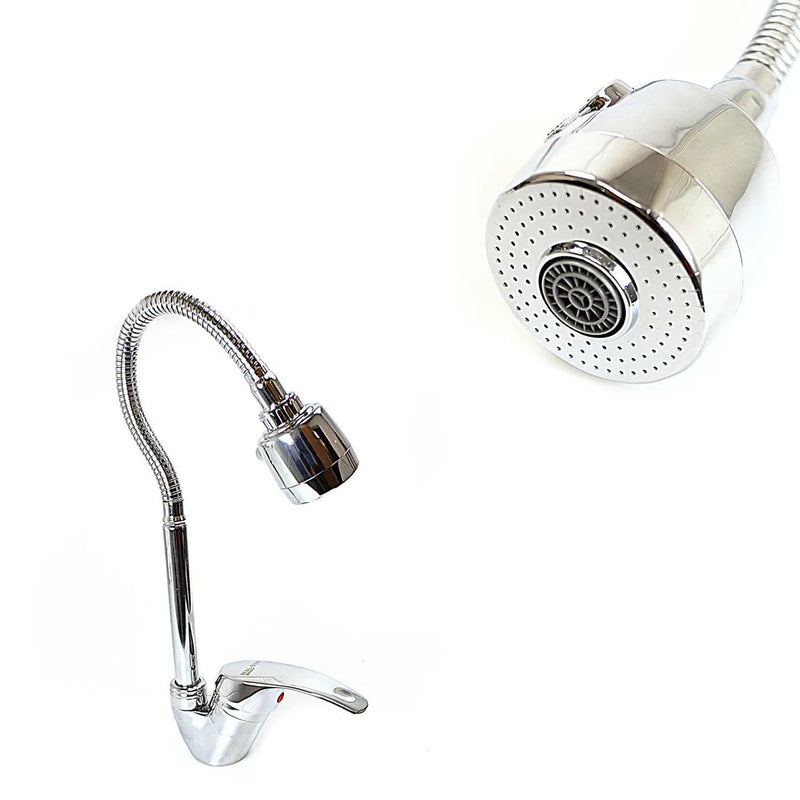 Kitchen Sink Fle x ible Sprayer Tap Water Spray Adapter Adjustable Pull Chrome