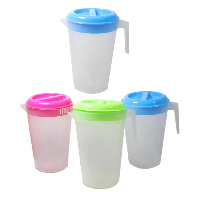 Plastic Water Kitchen Jug With Lid Assorted Colours