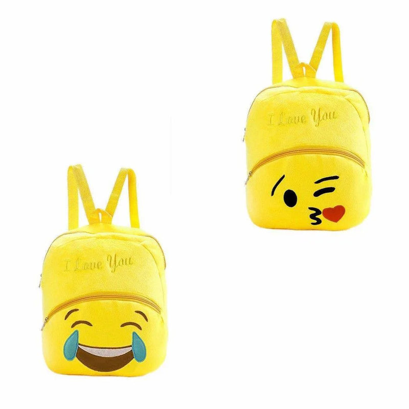 Children'S Fuzzy Yellow Emoji Style Backpack Assorted Designs