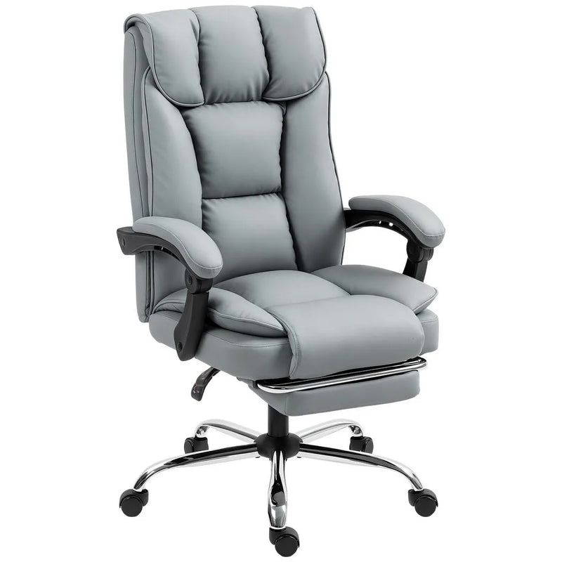 HOMCOM 155° Reclining Faux Leather Swivel Office Chair -Black