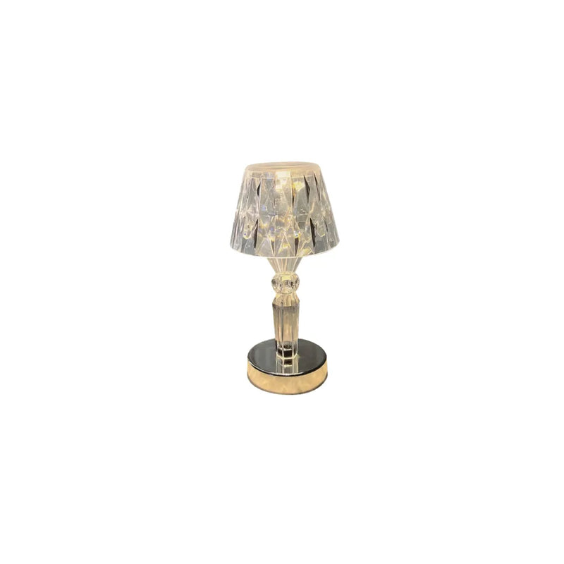 Led Transparent Plastic Battery Operated Nightstand Table Lamp With Gold Base