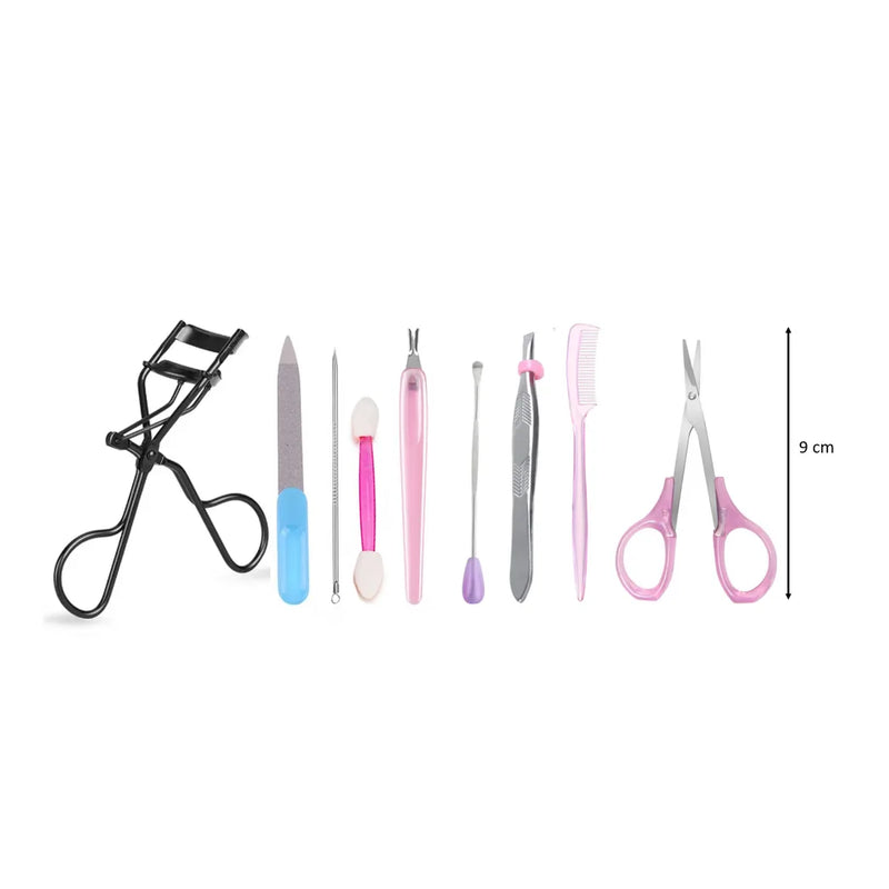Eyelash Curler And Mini Beauty Tools Set Of 9 Assorted Tools