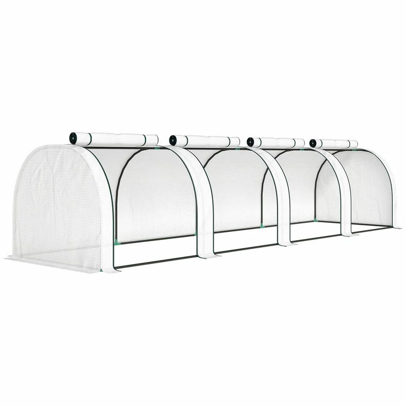 Outsunny 395  x 100 cm Low Tunnel Greenhouse - White
