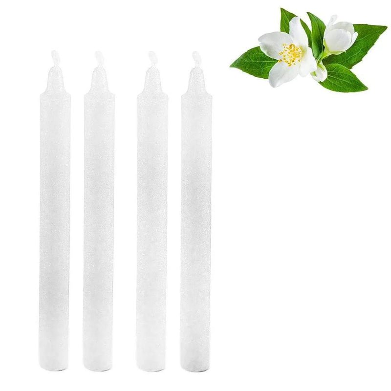Long Scented White Wa x Candle Sticks Pack Of 4 Jasmine Scented