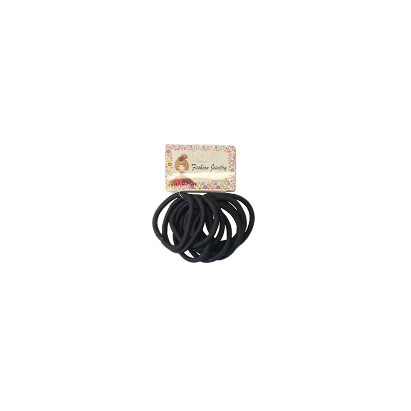 Black Hair Bobble Elastic Tie Pack Of 12