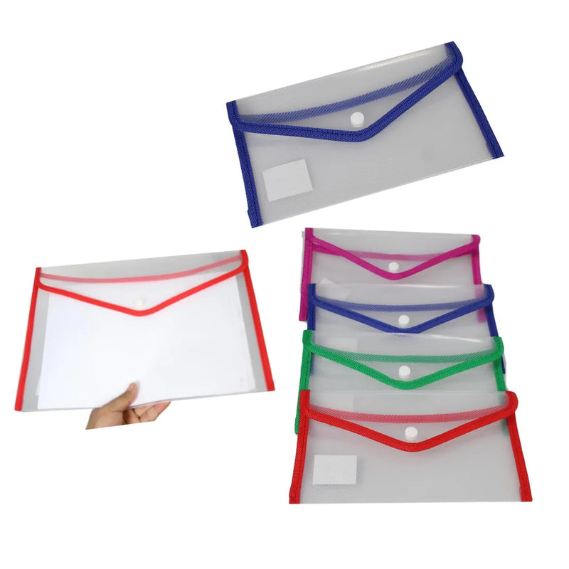 Small Plastic Stud Document Wallet File Folder Assorted Colours