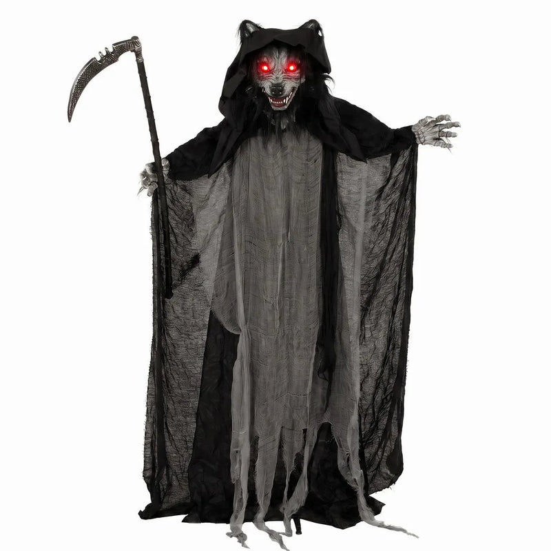 HOMCOM Halloween Standing Werewolf Animated Decoration with Light-Up Eyes, Sound and Touch Activated