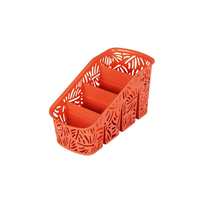 Plastic Kitchen Cutlery Holder Rack Drainer Hollow Leaf Pattern Assorted Colours