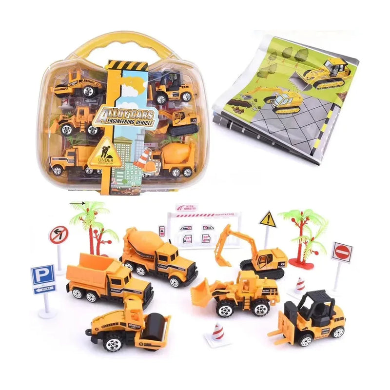 Alloy Cars Engineering Vehicles Construction Suitcase
