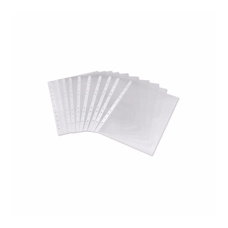 A4 Clear Plastic Punched Pockets Folders Filing Wallets Sleeves Pack Of 20