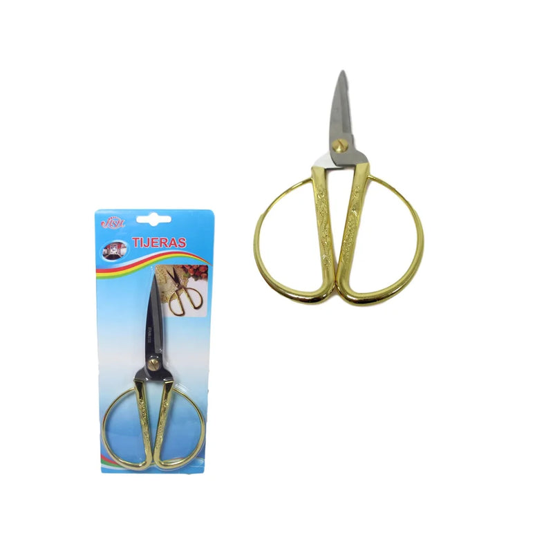 Stainless Steel Traditional Sewing Cutting Scissors With Gold Handle
