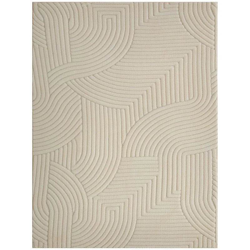 HOMCOM Modern Geometric Rug, Thick Plush, Non-Slip, 160 x 120 cm, Cream, Living Room, Bedroom, Office