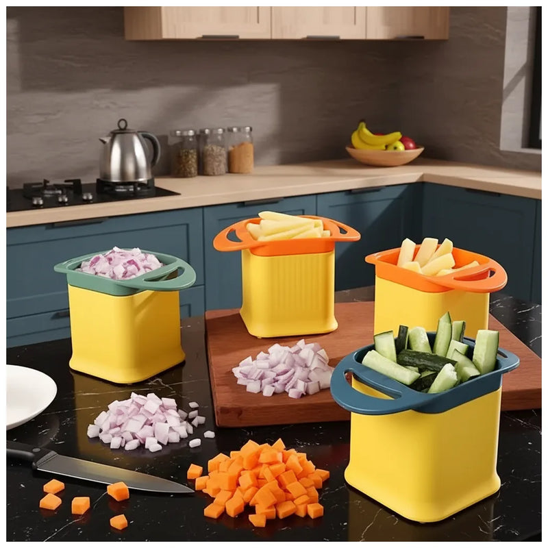 One Step Plastic Potato Chipper Fries Vegetable Cutter Assorted Colours