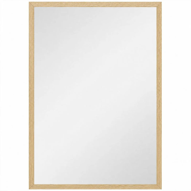 HOMCOM Wall Bathroom Mirror, 60 x 40 cm Wall-Mounted Mirror for Living Room, Bedroom, Hallway, Natural Wood Finish