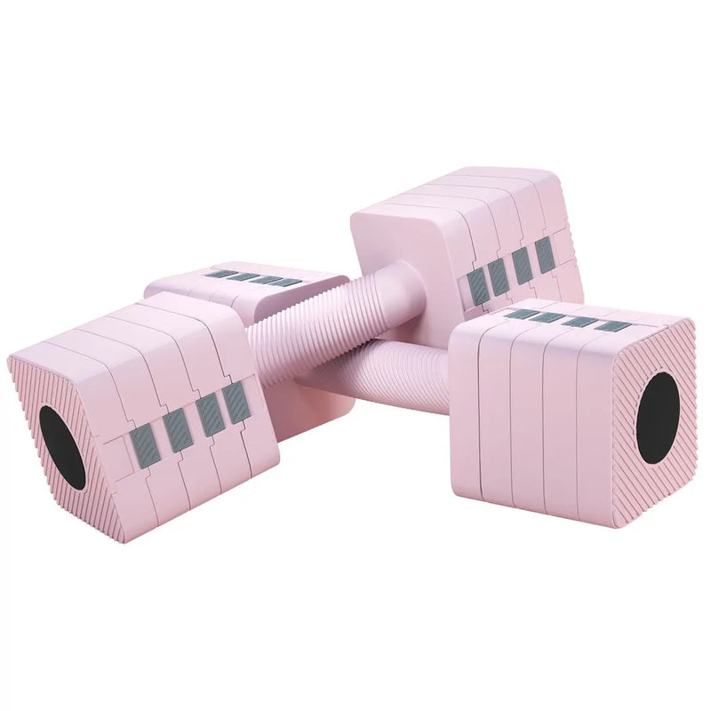 SPORTNOW Adjustable Dumbbell Set of 2, Each 1/2/3/4/5 kg Weight, 5-in-1 Weights Dumbbells Set with Non-Slip Handle, Pink