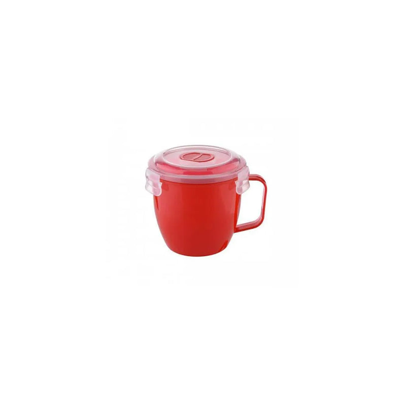 Plastic Microwaveable Soup Cup With Protective Lid 620Ml Assorted Colours
